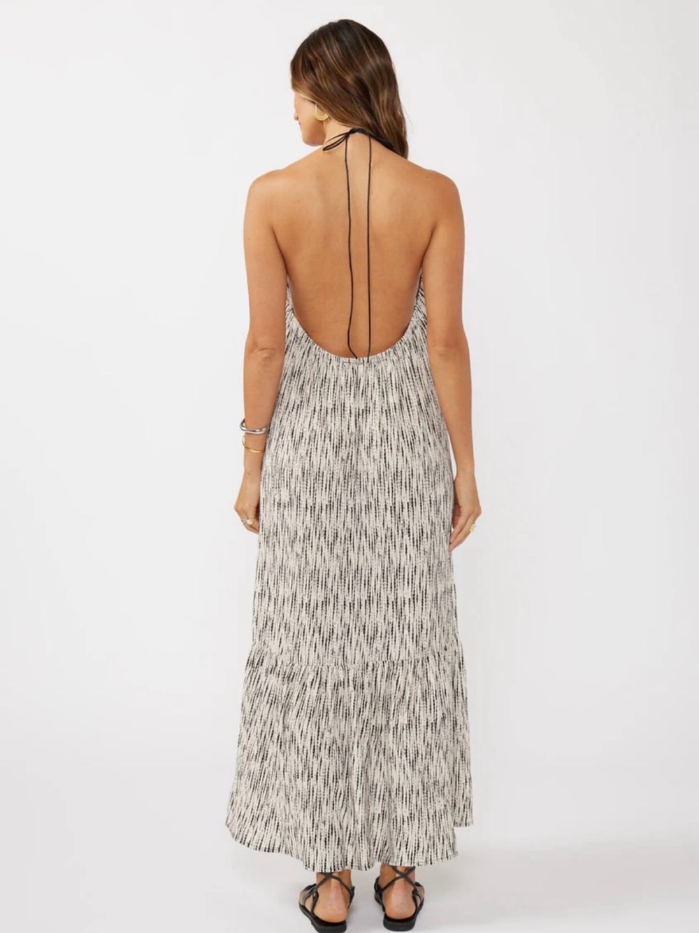LOVESTITCH Mindy Backless Maxi Dress Skye Dawn Zebra Print Sz M/L - Picture 3 of 10